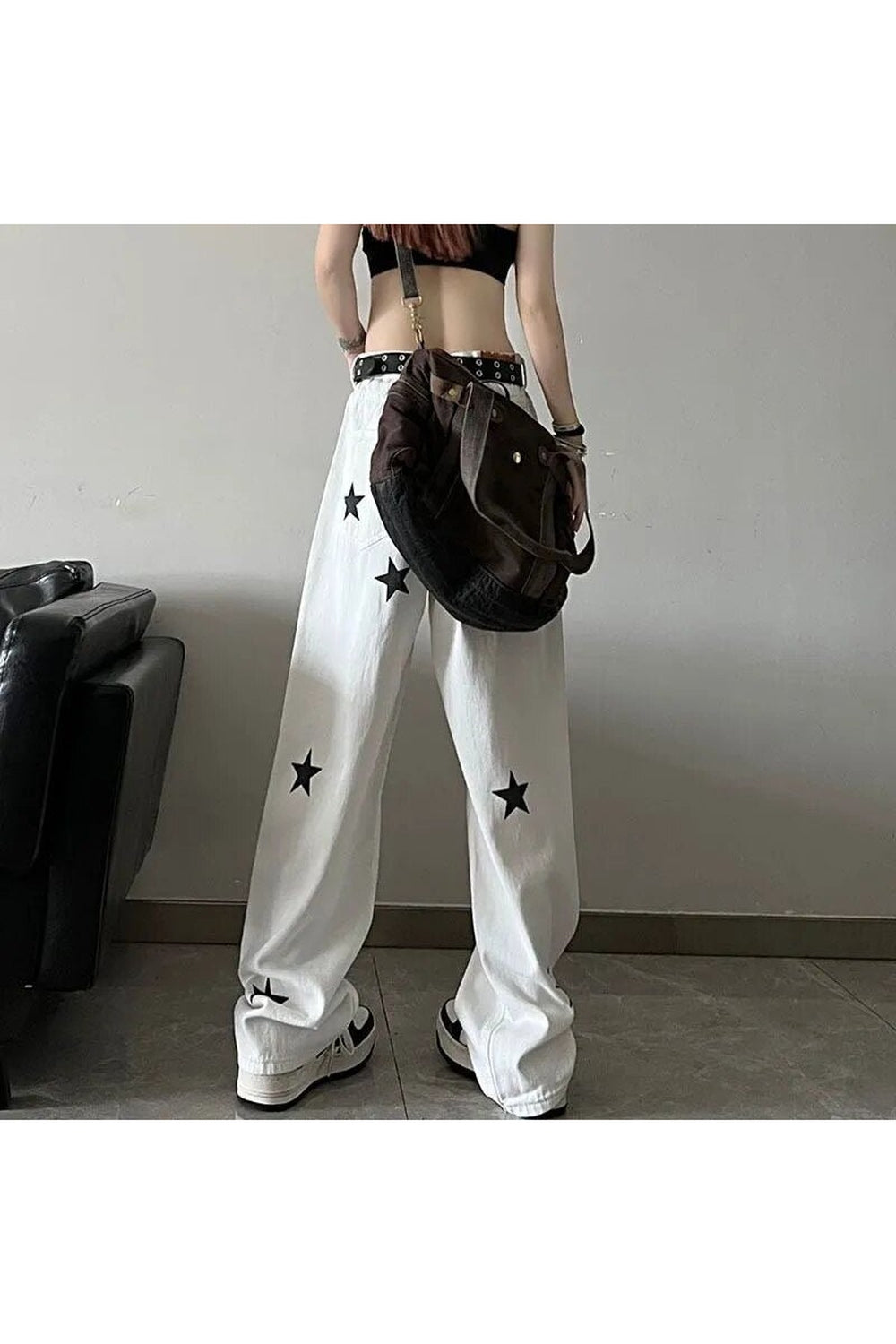 Fall Star Print High Waist Jeans