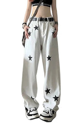 Fall Star Print High Waist Jeans