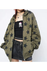 Star Print Sweatshirt Jacket