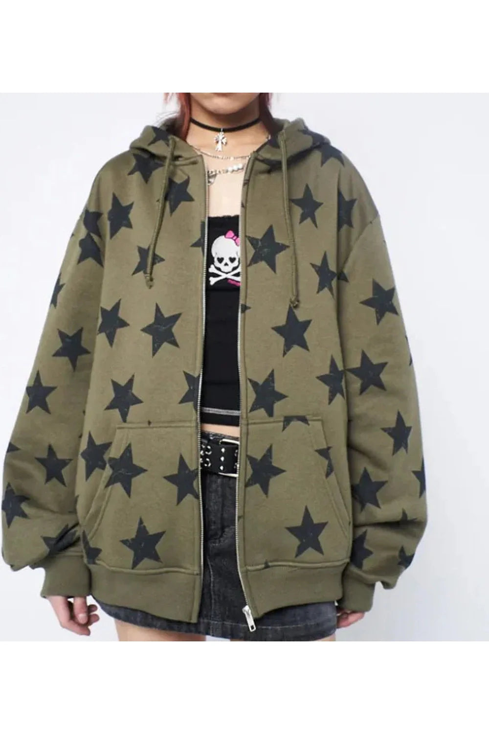 Star Print Sweatshirt Jacket