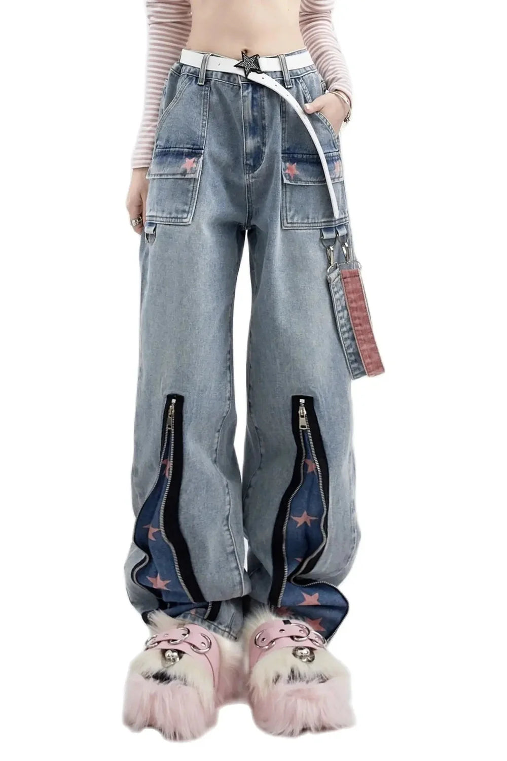 Fall Acubi Star Print Work Jeans