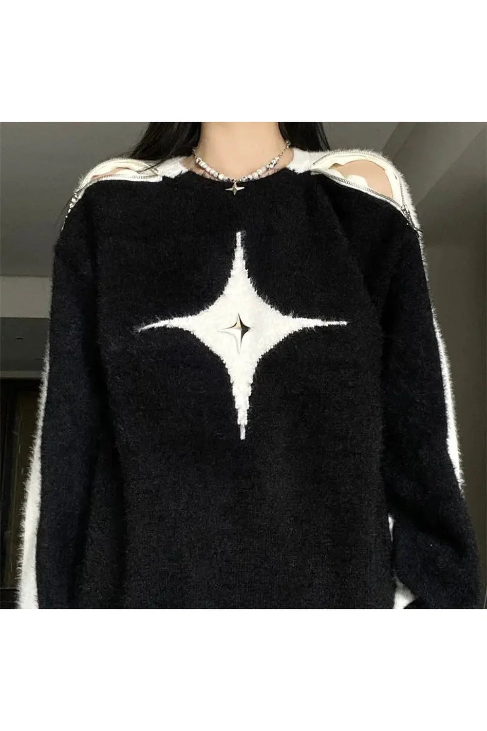 Fall Starlight Distress Knit Sweater