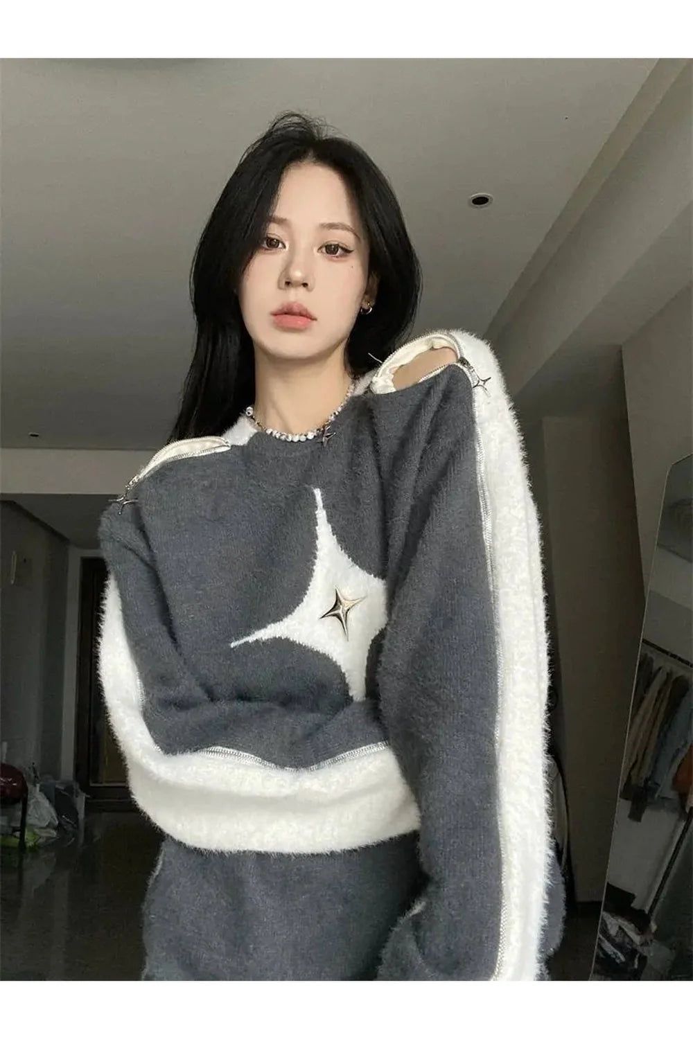 Fall Starlight Distress Knit Sweater