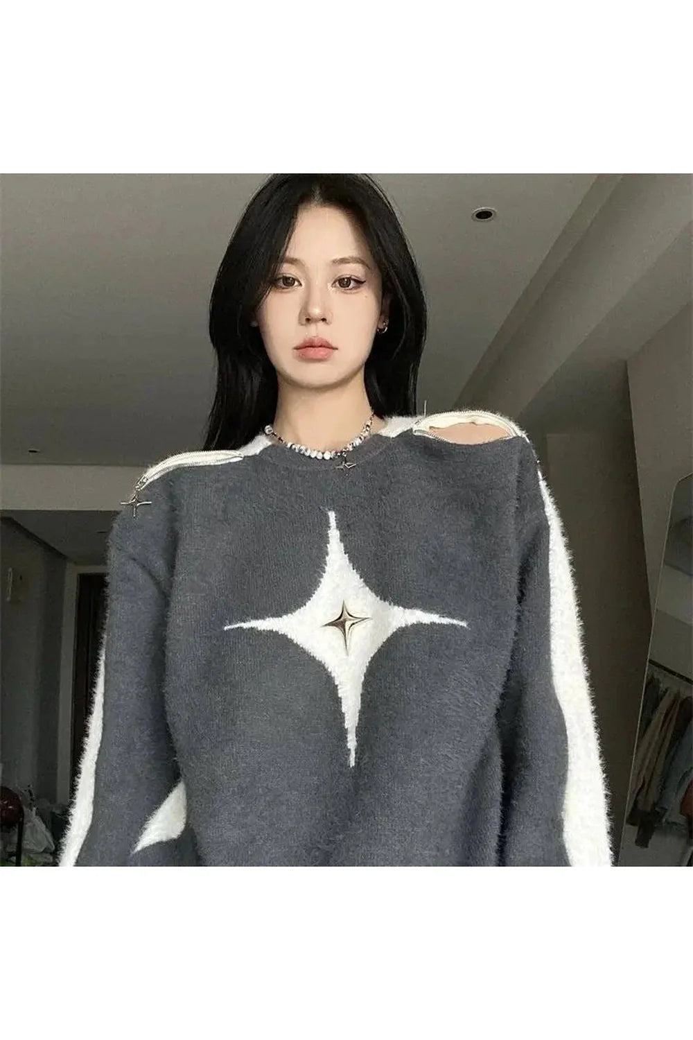 Fall Starlight Distress Knit Sweater