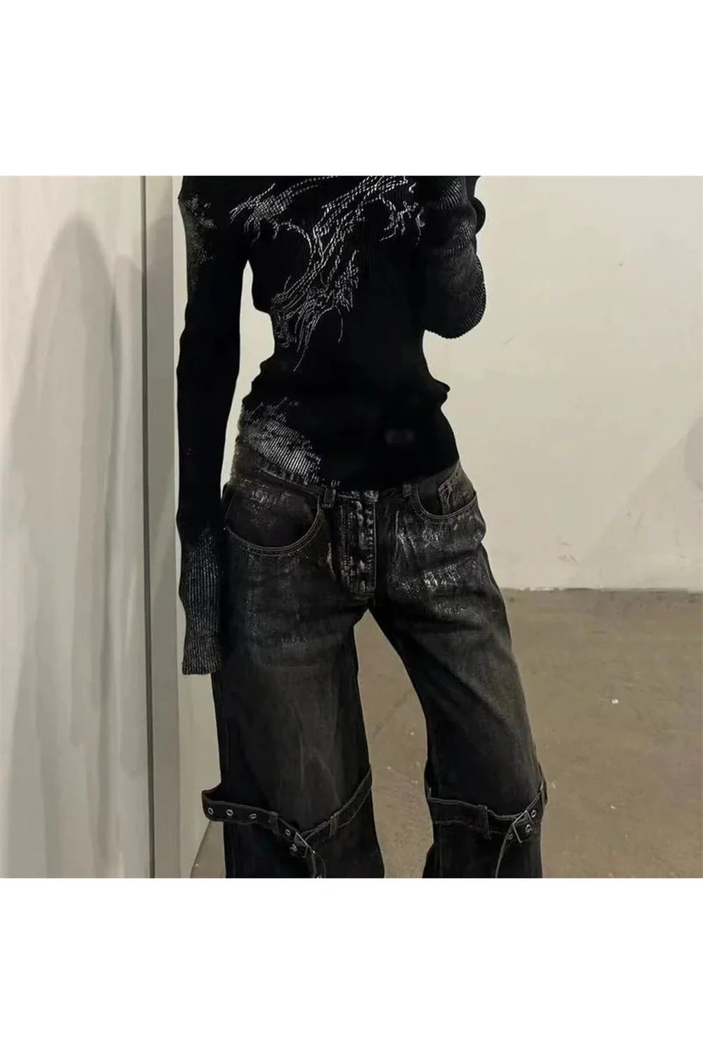 Fall Strap Design Rock Style Jeans