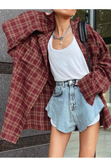 Street Style Red Plaid Shirt