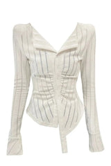 Haut cardigan moulant à rayures
