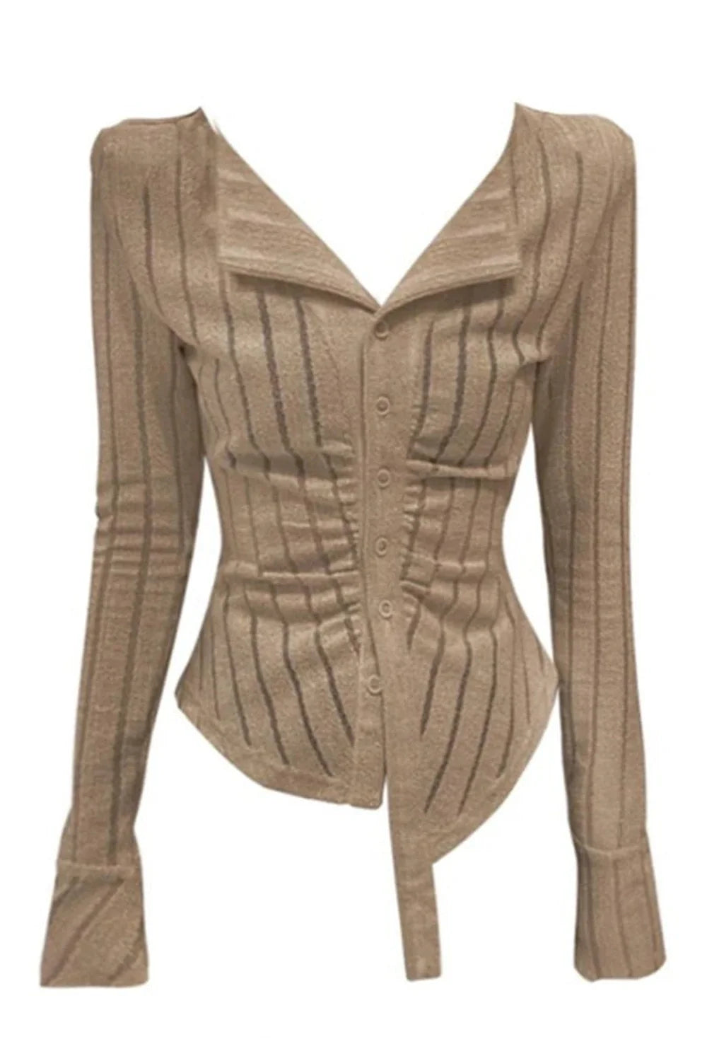 Haut cardigan moulant à rayures