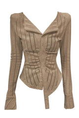 Haut cardigan moulant à rayures