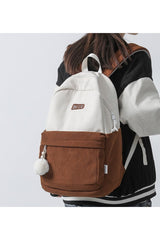 Striped Corduroy Student Backpack