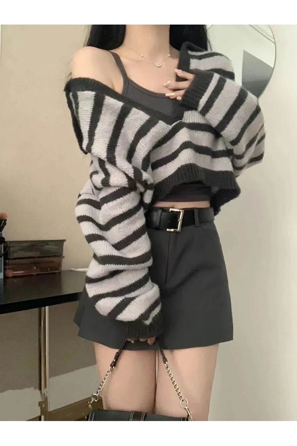 Striped Crop Top Set