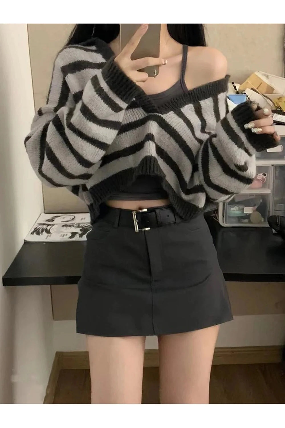 Striped Crop Top Set