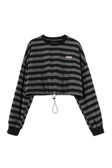 Striped Drawstring Women's Sweatshirt