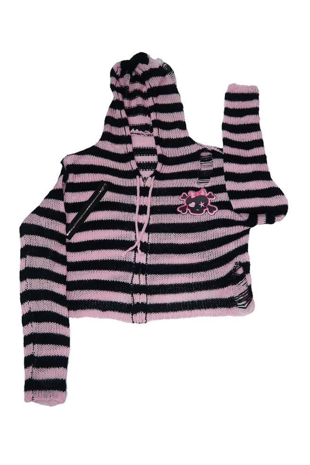 Fall Striped Emo Skull Hoodie