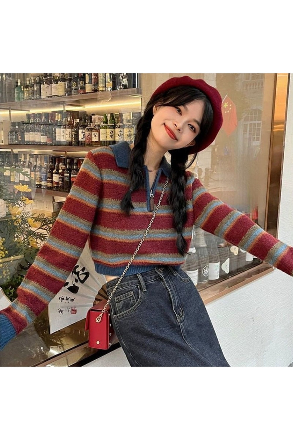 Fall Striped Korean Pullover Sweater