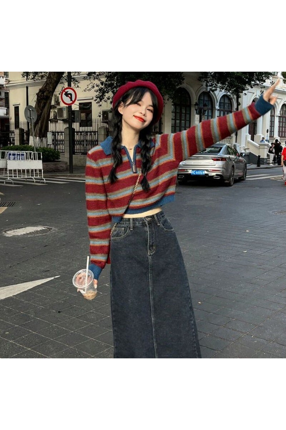 Fall Striped Korean Pullover Sweater