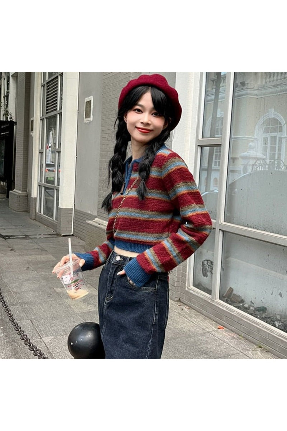 Fall Striped Korean Pullover Sweater