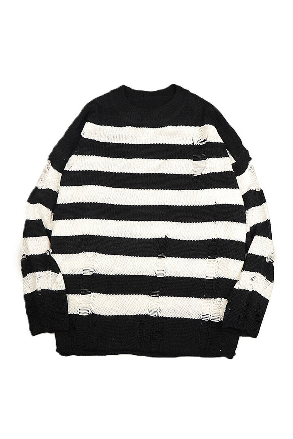 Fall Striped Ripped Sweater