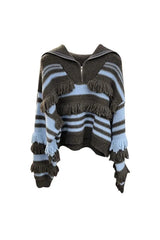 Striped Tassel Knit Pullover