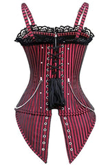 Striped Zip Buckled Corset