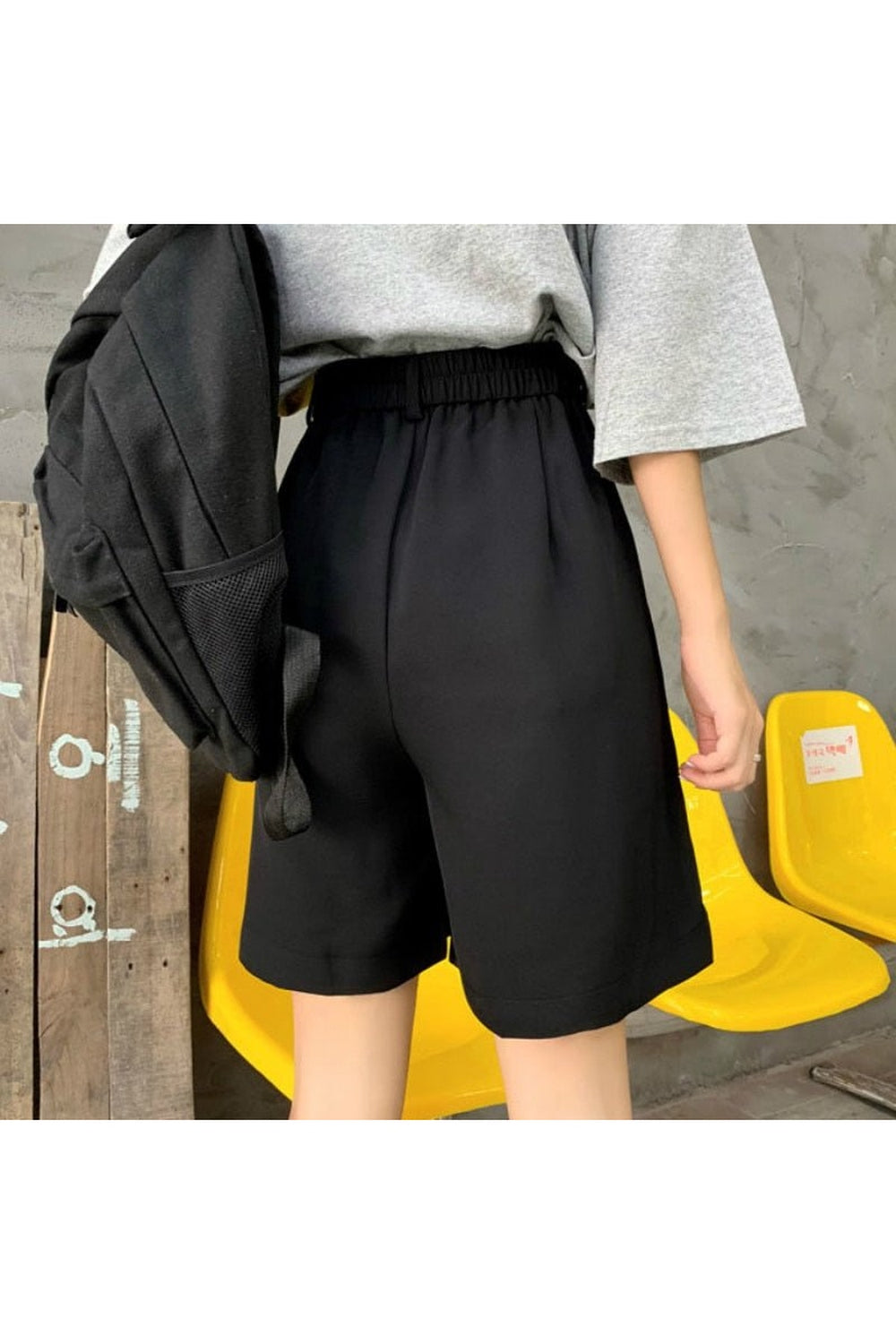 Summer Black Wide-Leg Shorts