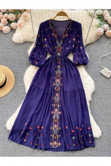 Summer Ethnic Style Embroidery V-neck Dress