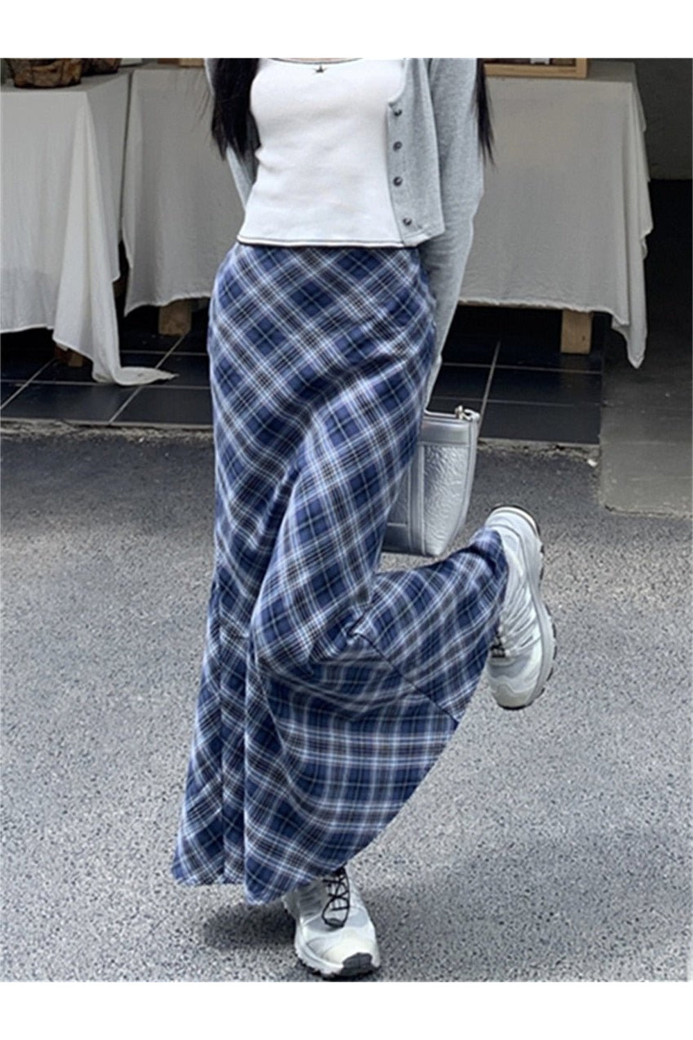 Summer Plaid Mermaid Long Skirt