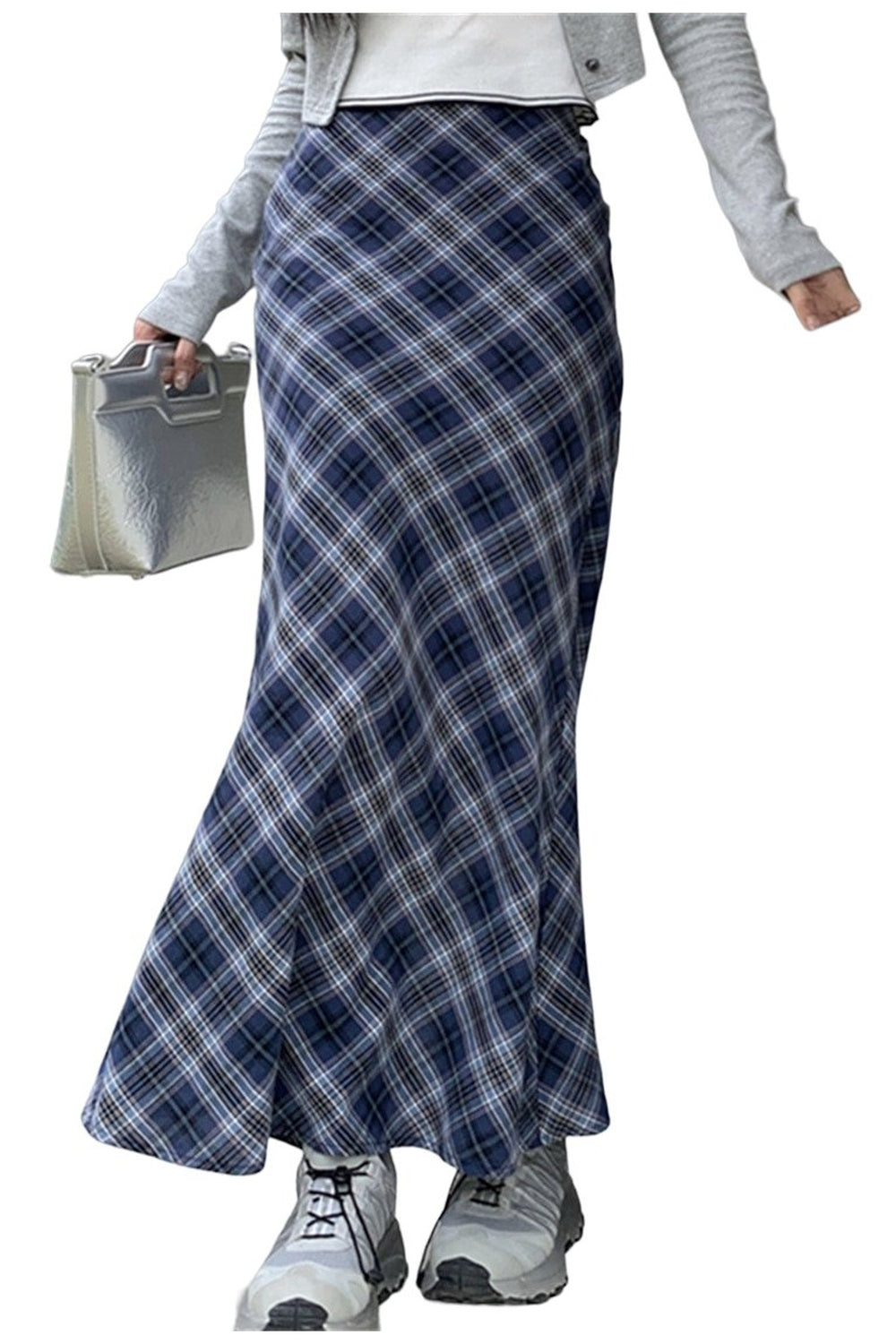 Summer Plaid Mermaid Long Skirt