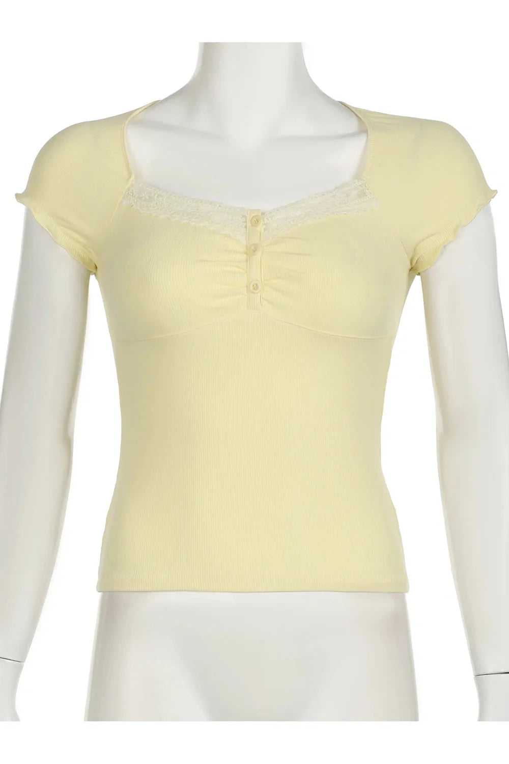 Sunny Lace-Trimmed Ruched Top