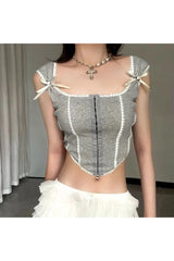 Sweet Bowknot Corset Crop Top