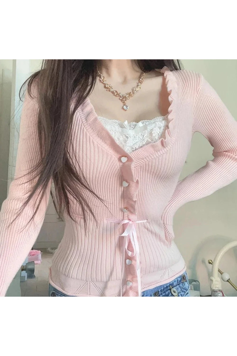 Fall Sweet Coquette Knitted Sweater