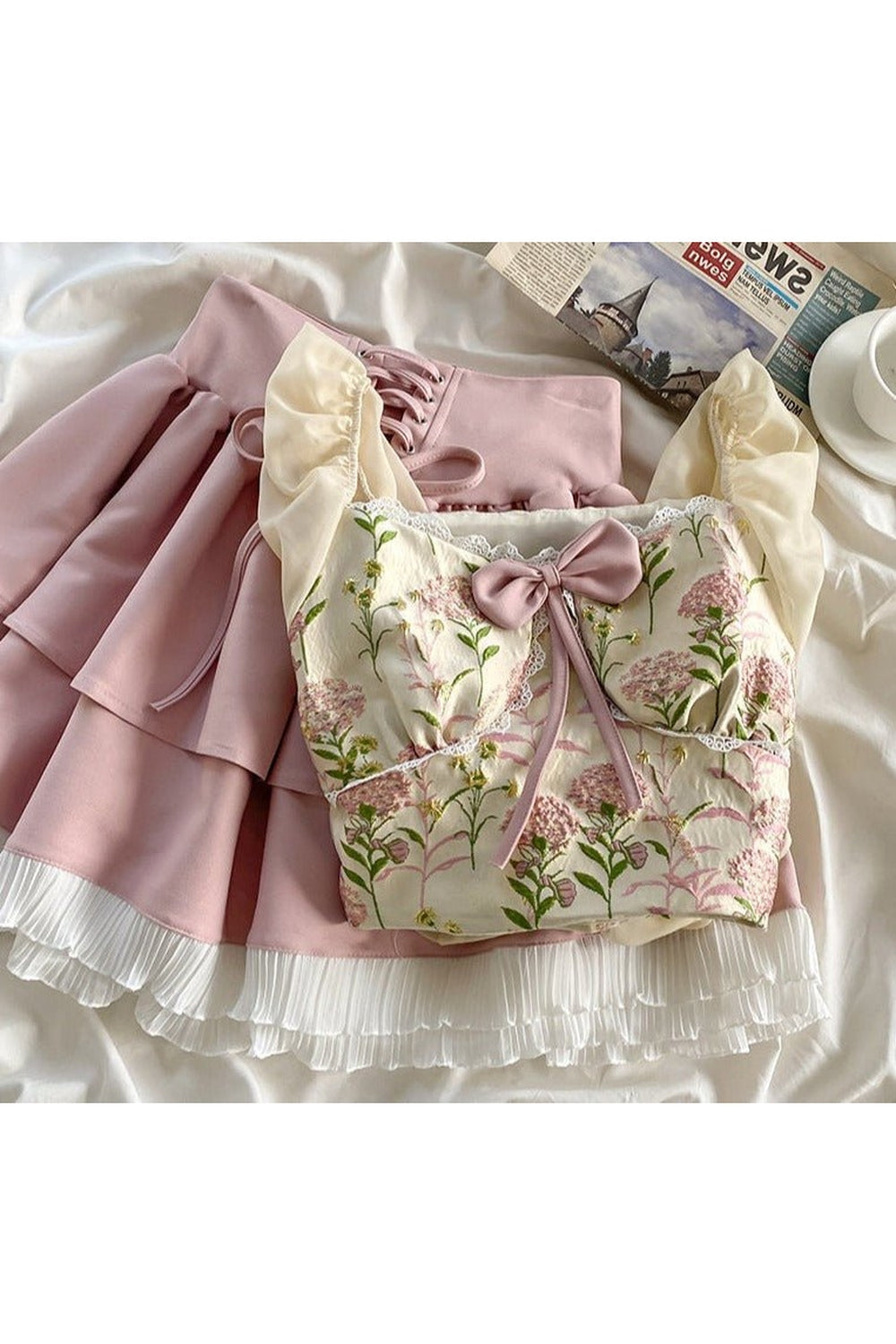 Sweet Elegant Skirt & Blouse Set