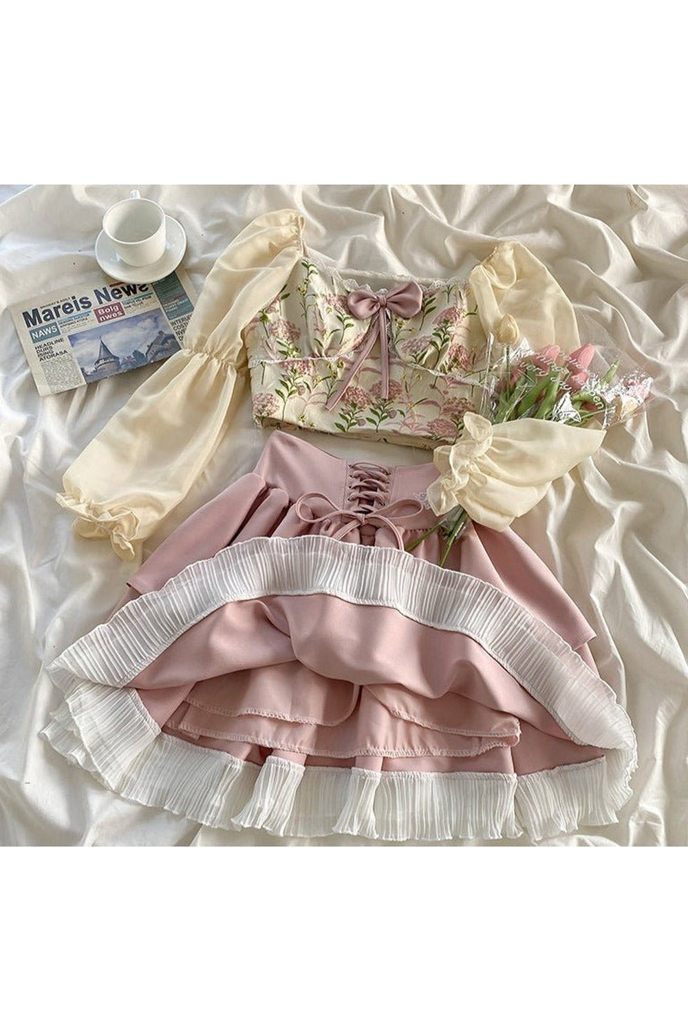 Sweet Elegant Skirt & Blouse Set