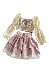 Sweet Elegant Skirt & Blouse Set