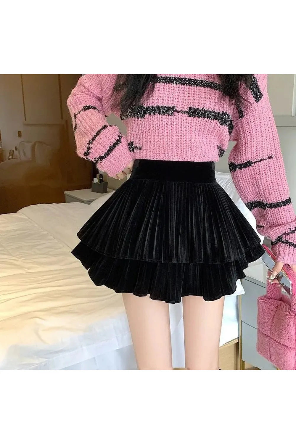 Sweet High Waist Pleated Skirt