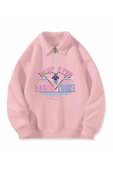 Fall Sweet Letter Print Zipper Hoodie
