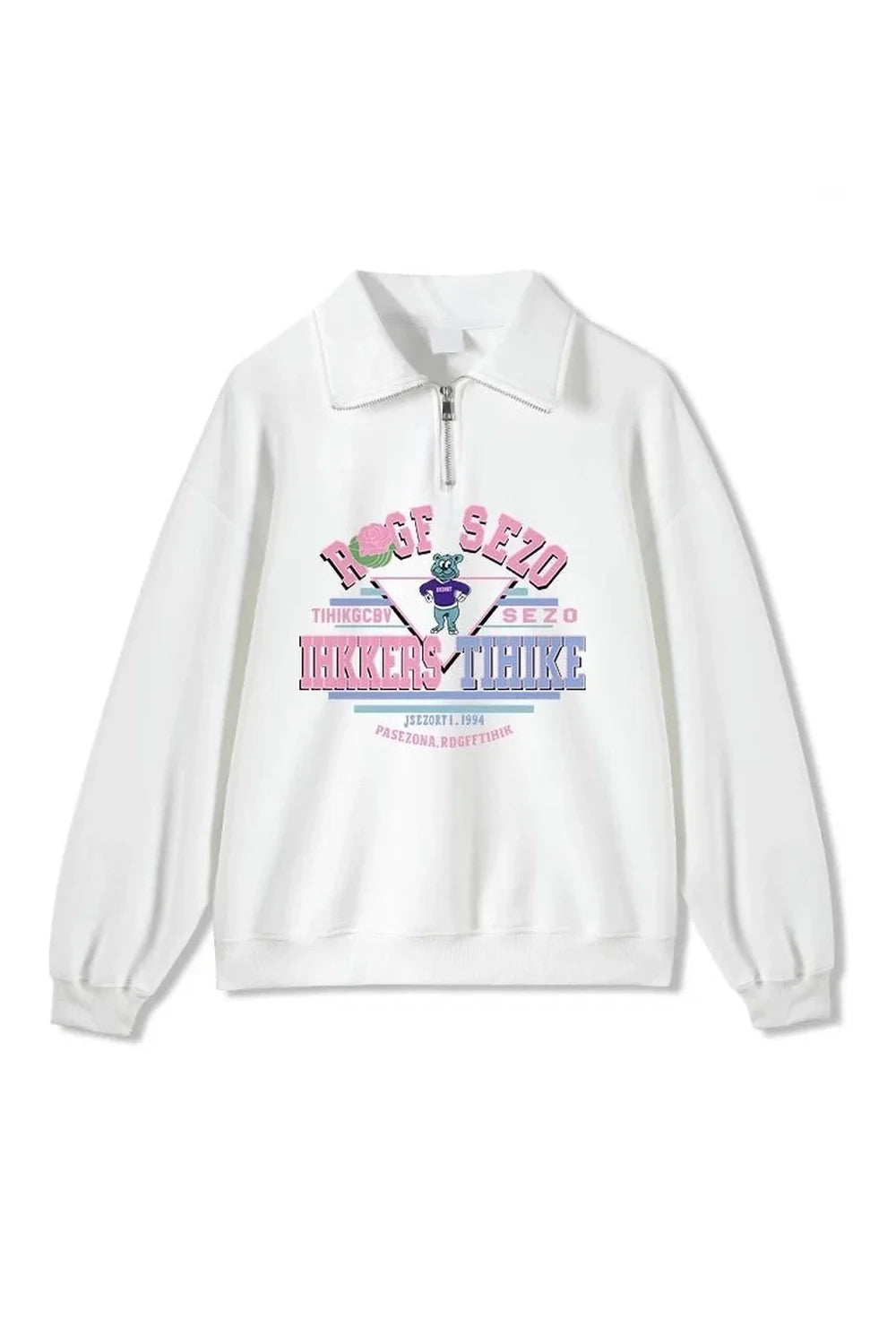 Fall Sweet Letter Print Zipper Hoodie