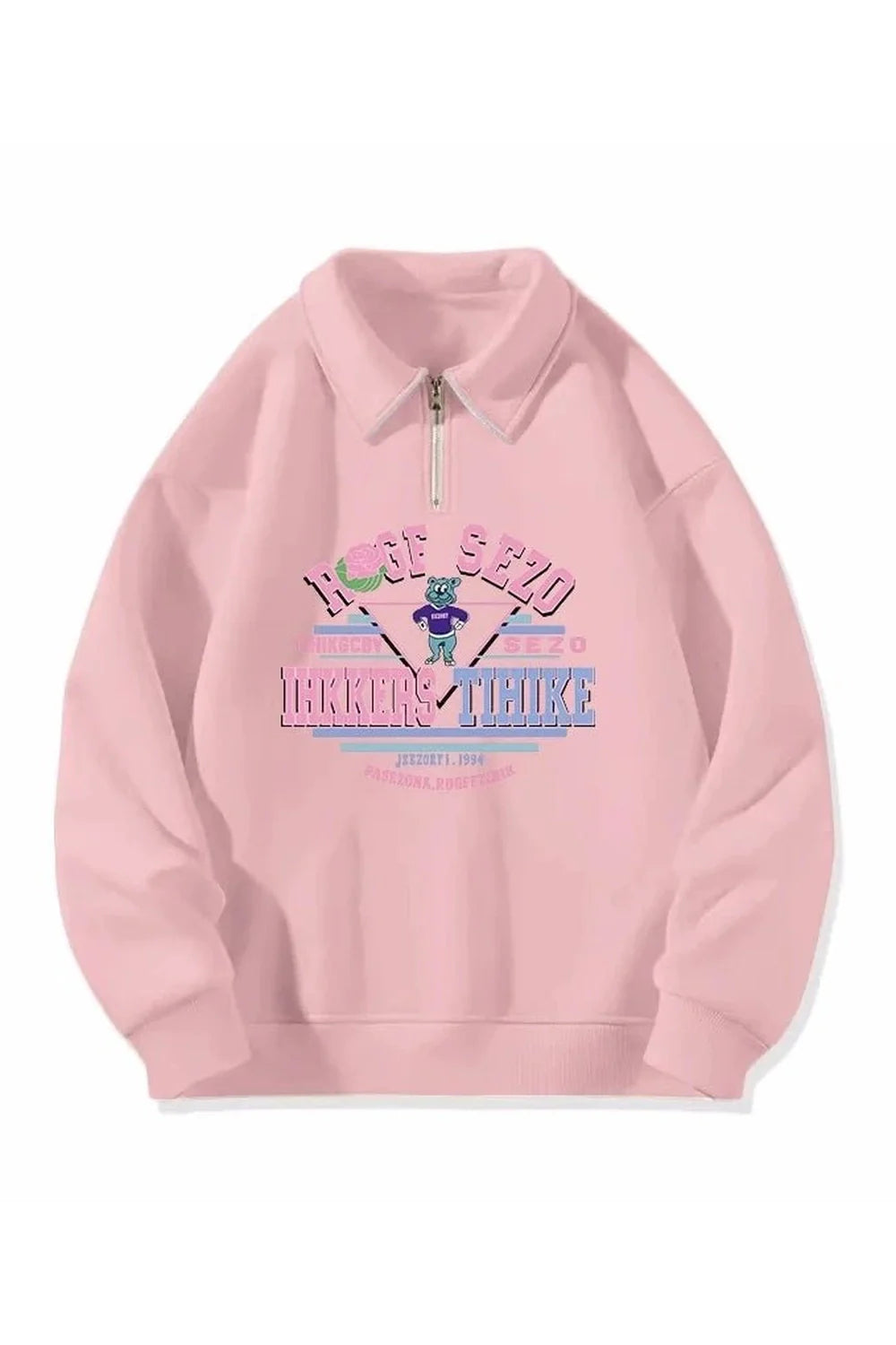 Fall Sweet Letter Print Zipper Hoodie