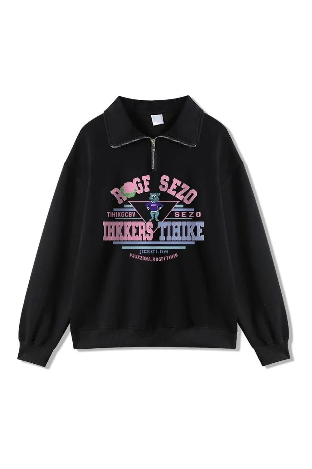 Fall Sweet Letter Print Zipper Hoodie