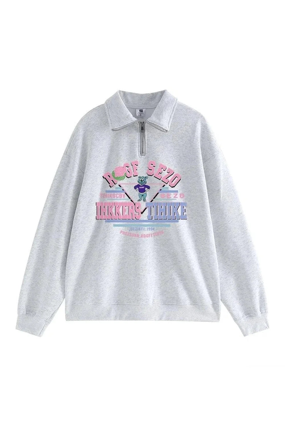 Fall Sweet Letter Print Zipper Hoodie