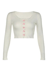 Herbstlicher Sweetheart-Strick-Crop-Cardigan