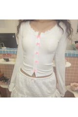 Herbstlicher Sweetheart-Strick-Crop-Cardigan