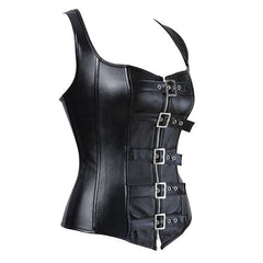 Synthetic Leather Black Corset