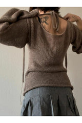 Fall Tie Back Knitted Sweater