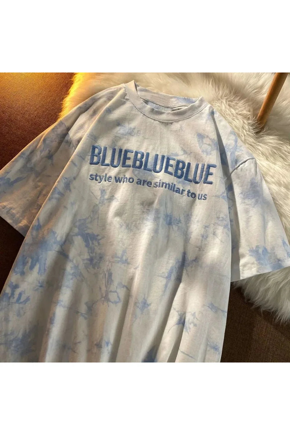 Tie-dye Embroidery Letter T-shirt