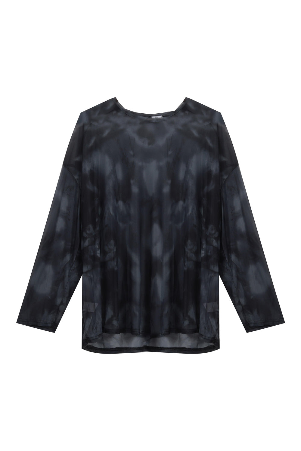 Langärmliges T-Shirt aus Netzstoff mit Batikmuster