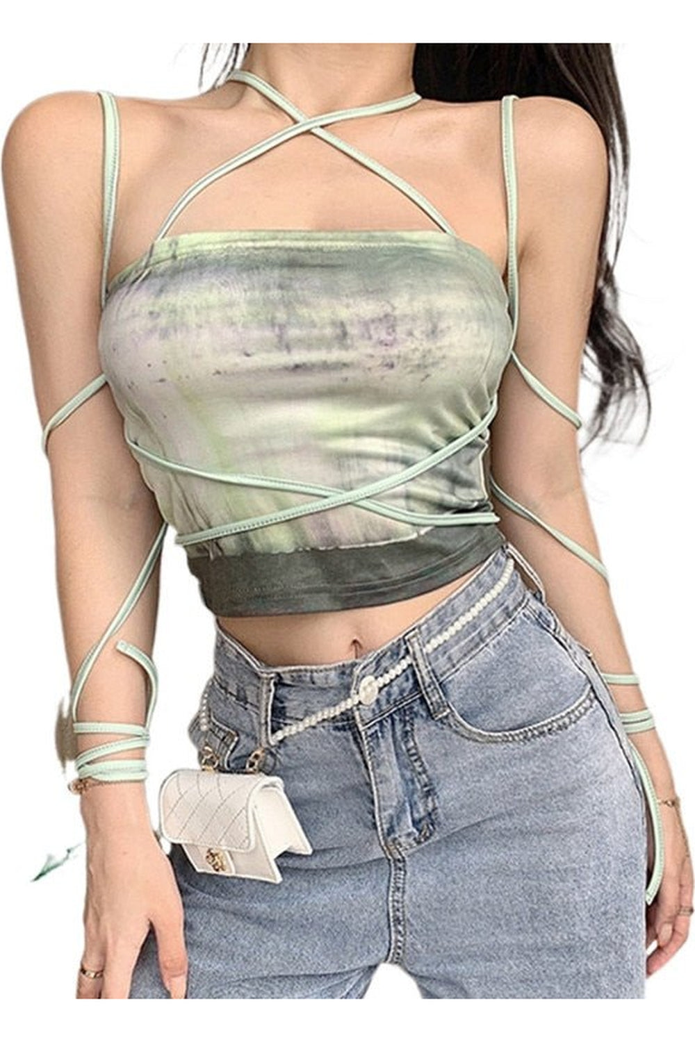 Tie Dye Spaghetti Strap Crop Top