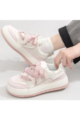 Tweed & Pink Ribbon Sneakers