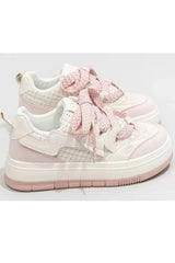 Tweed & Pink Ribbon Sneakers