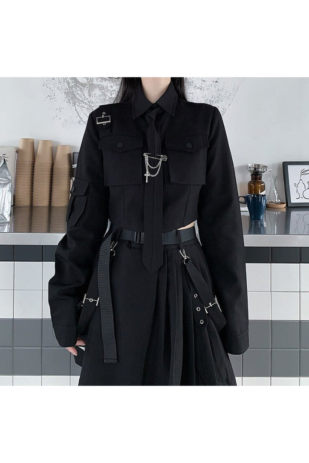 Two-piece Goth Punk Style Suit Set